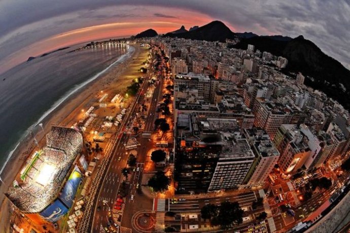 تصویر هوایی از ورزشگاه کوپاکابانا در ریو