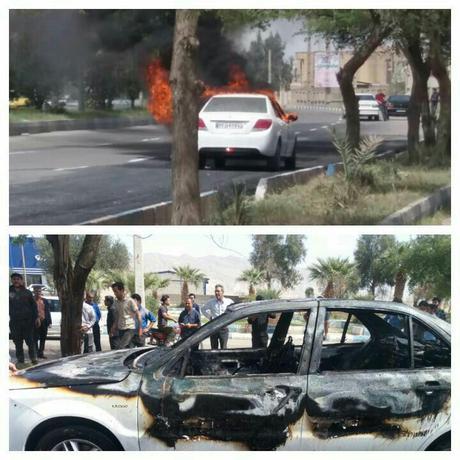 صاحب خودروی دنا به دلیل عصبانیت از عدم سرویس دهی مناسب در جلوی ایران خودرو دهلران خودروی خود را آتش زد و رفت.