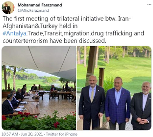 ظريف واوغلو واتمر يؤكدون على المشاركة الفاعلة في مسيرة السلام بافغانستان
