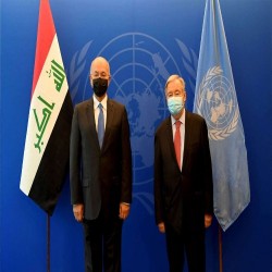 الرئيس العراقي يناقش مع غوتيريش الاستعدادات للانتخابات العراقية وقضايا إقليمية ودولية