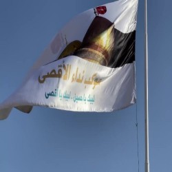 علماء دين يتقدمهم وفد علماء فلسطين يفتتحون موكب نداء الاقصى على طريق زيارة الأربعين