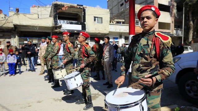 مهرجان جماهيري في مخيم اليرموك بدمشق إحياء ليوم الأرض الفلسطيني