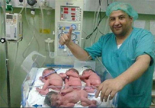 کودکان چهارقلو در غزه به دنیا آمدند