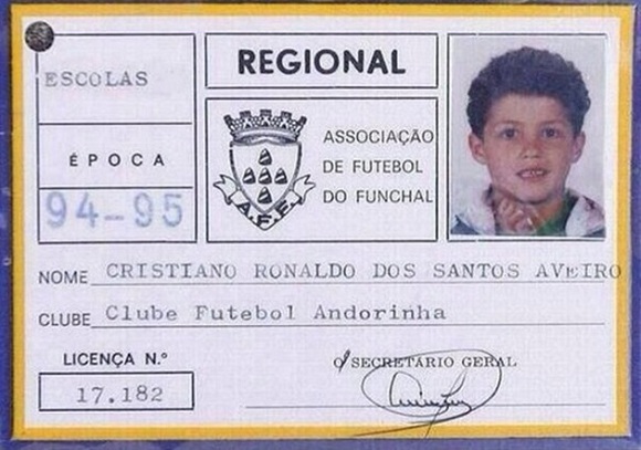 اولین مدرک فوتبالی کریس رونالدو