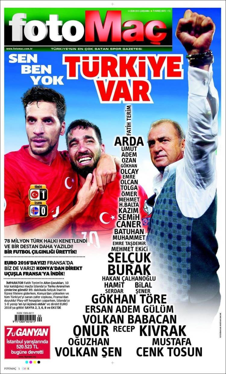 روزنامه های ورزشی ترکیه / چهار شنبه 14 اکتبر 2015