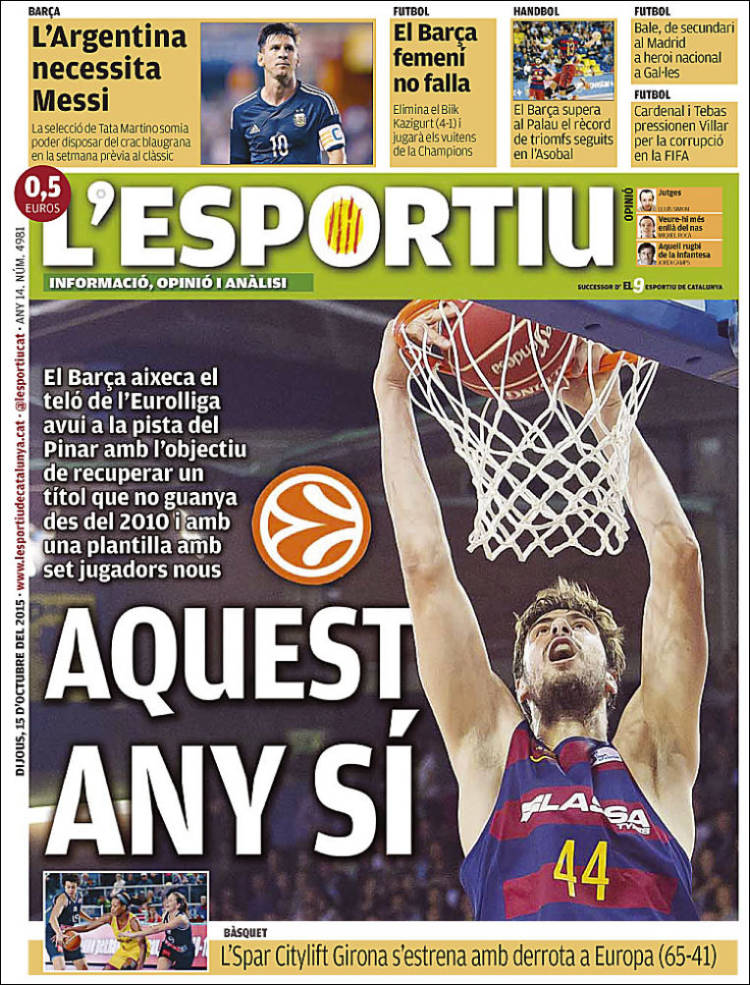 روزنامه های ورزشی اسپانیا / پنج شنبه 15 اکتبر 2015