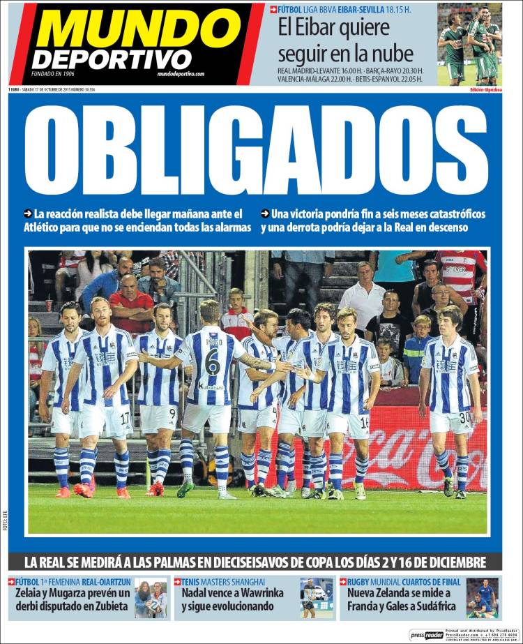 روزنامه های اسپانیا / شنبه 17 اکتبر 2015