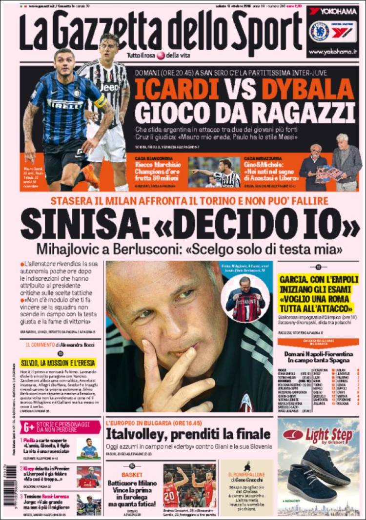 روزنامه های ایتالیا / شنبه 17 اکتبر 2015