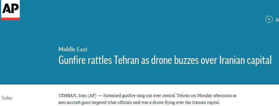 بازتاب شلیک ضدهوایی ها به آسمان تهران در خبرگزاری های جهان