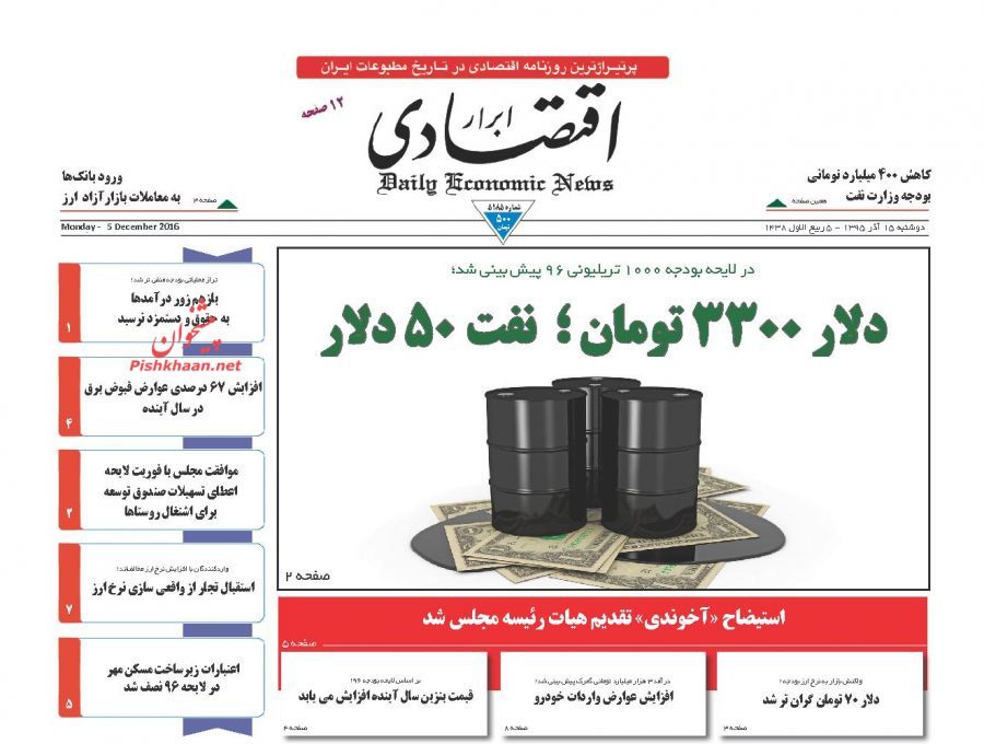صفحه نخست روزنامه&zwnj;های اقتصادی