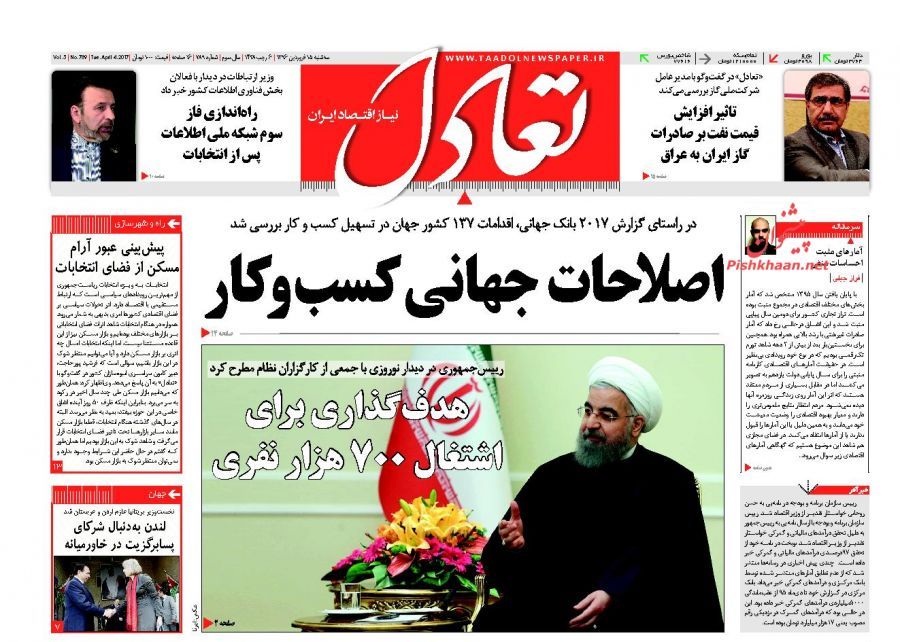 صفحه نخست روزنامههای اقتصادی ۱۵ فروردین