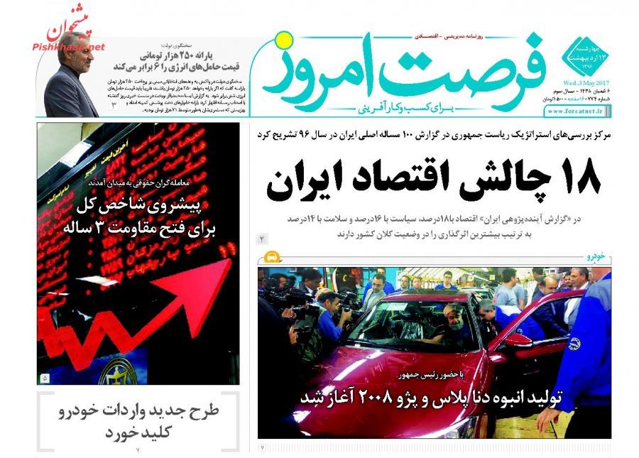 صفحه نخست روزنامه&zwnj;های اقتصادی ۱۳ اریبهشت