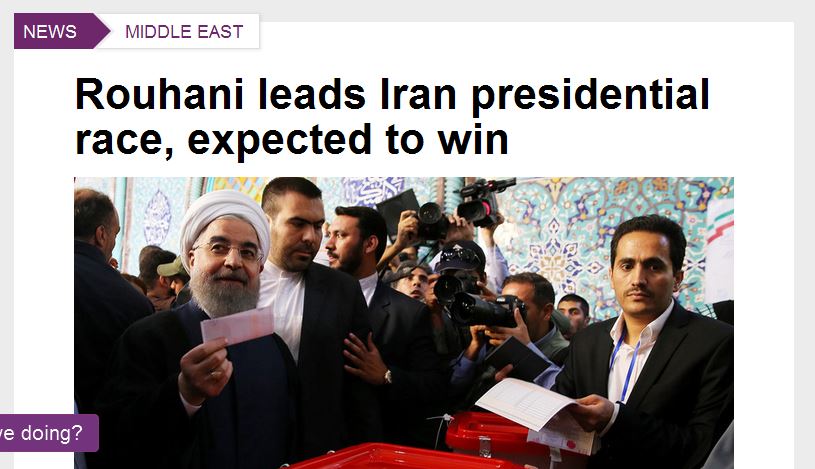 بازتاب جهانی پیشتازی اولیه حسن روحانی در انتخابات ریاست جمهوری ایران