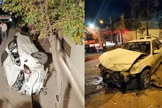  			 				 					له شدن تیگو ۵ پس از تصادف با ۲ خودرو در شرق تهران 				 			 		