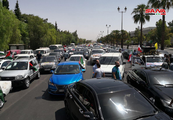 راهپیمایی ماشینی روز قدس در دمشق
