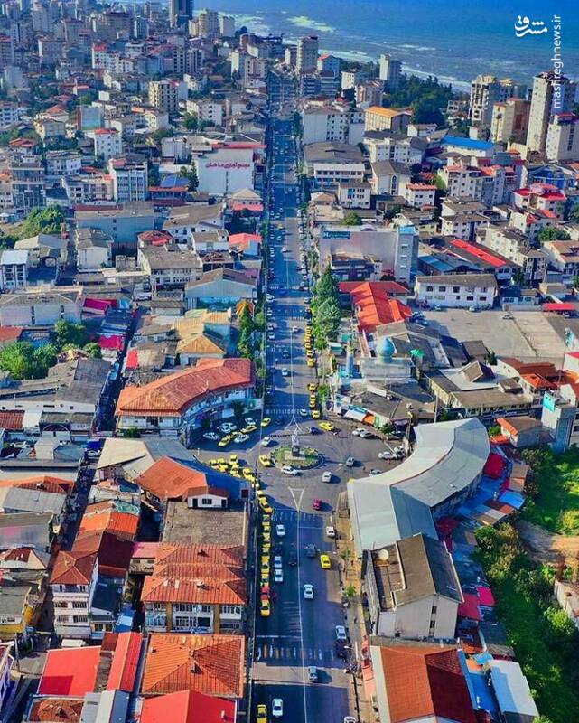                                                    تصویر هوایی زیبا از یک شهر مازندران                                       