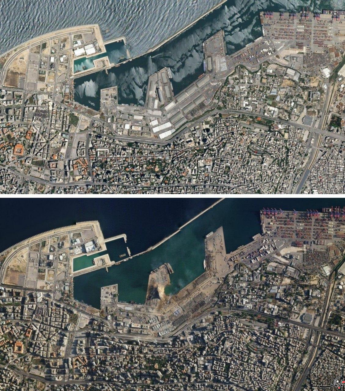 تصویر ماهواره‌ای قبل و بعد از انفجار بندر بیروت - تابناک | TABNAK