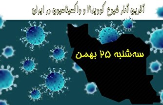 آخرین آمار کرونا در ایران تا ۲۵ بهمن/ ۵ بیمار به دیار باقی شتافتند