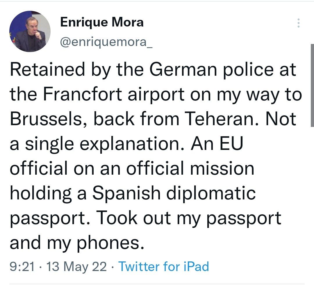 چرا انریکه مورا بعد از بازگشت از سفر تهران در آلمان بازداشت شد؟