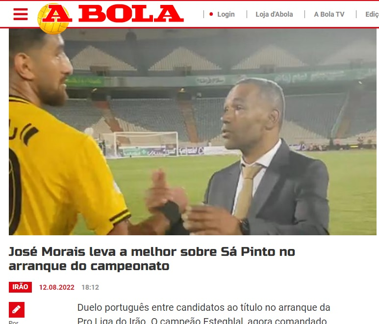 شکست ساپینتو مقابل مورایس تیتر روزنامه‌های پرتغال