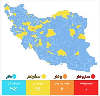 ثبات وضعیت رنگ‌بندی کرونایی شهرهای کشور