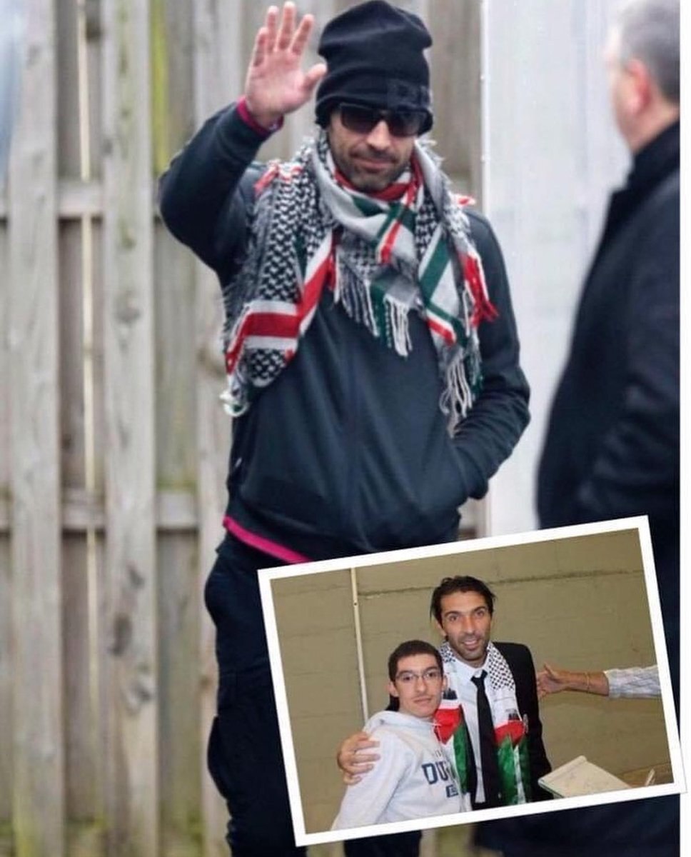 دروازه‌بان افسانه‌ای ایتالیا با چفیه پرچم فلسطین