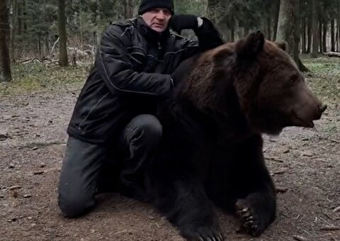 رابطه عجیب یک مرد و یک خرس