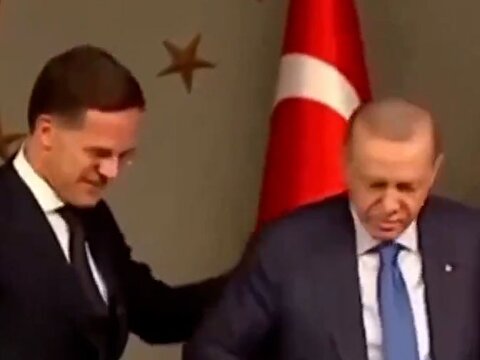 تصاویر جنجالی بی‌احترامی اردوغان به نخست وزیر هلند