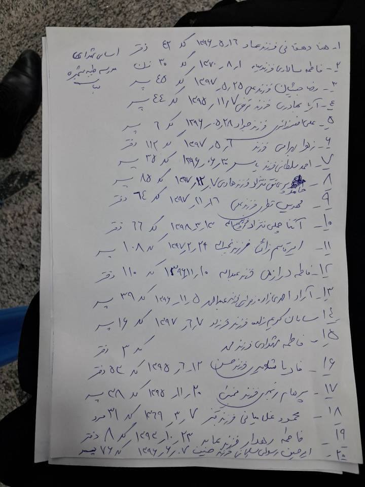 اسامی شهدای دانش آموز در میناب