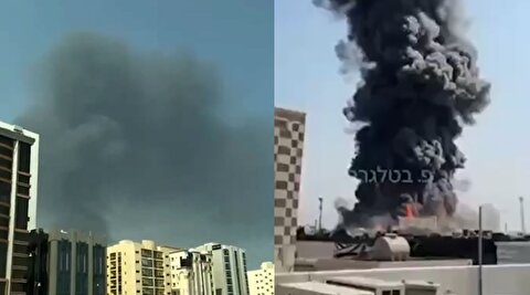 تصاویر هدف قرار دادن تاسیسات نفتی فجیره امارات