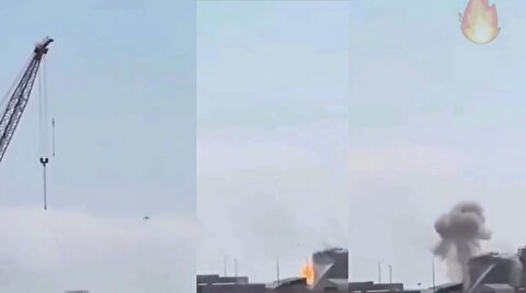 لحظه اصابت یک پهپاد به بندر صلاله عمان