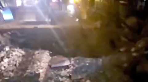 تصویر گودال ایجاد شده در اتوبان سعیدی تهران