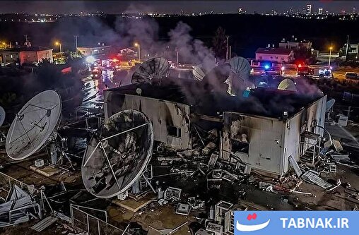 عکس: نابودی مرکز ارتباطات ماهواره‌ای جنوب تل‌آویو