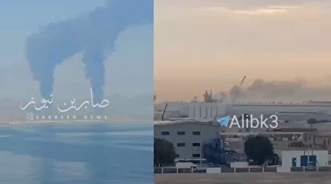 تصاویر حملات پهپاد به تاسیسات نفتی فجیره