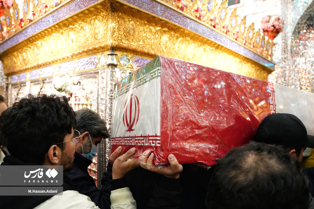 طواف پیکر شهدای دنا در حرم امام زاده صالح (ع)