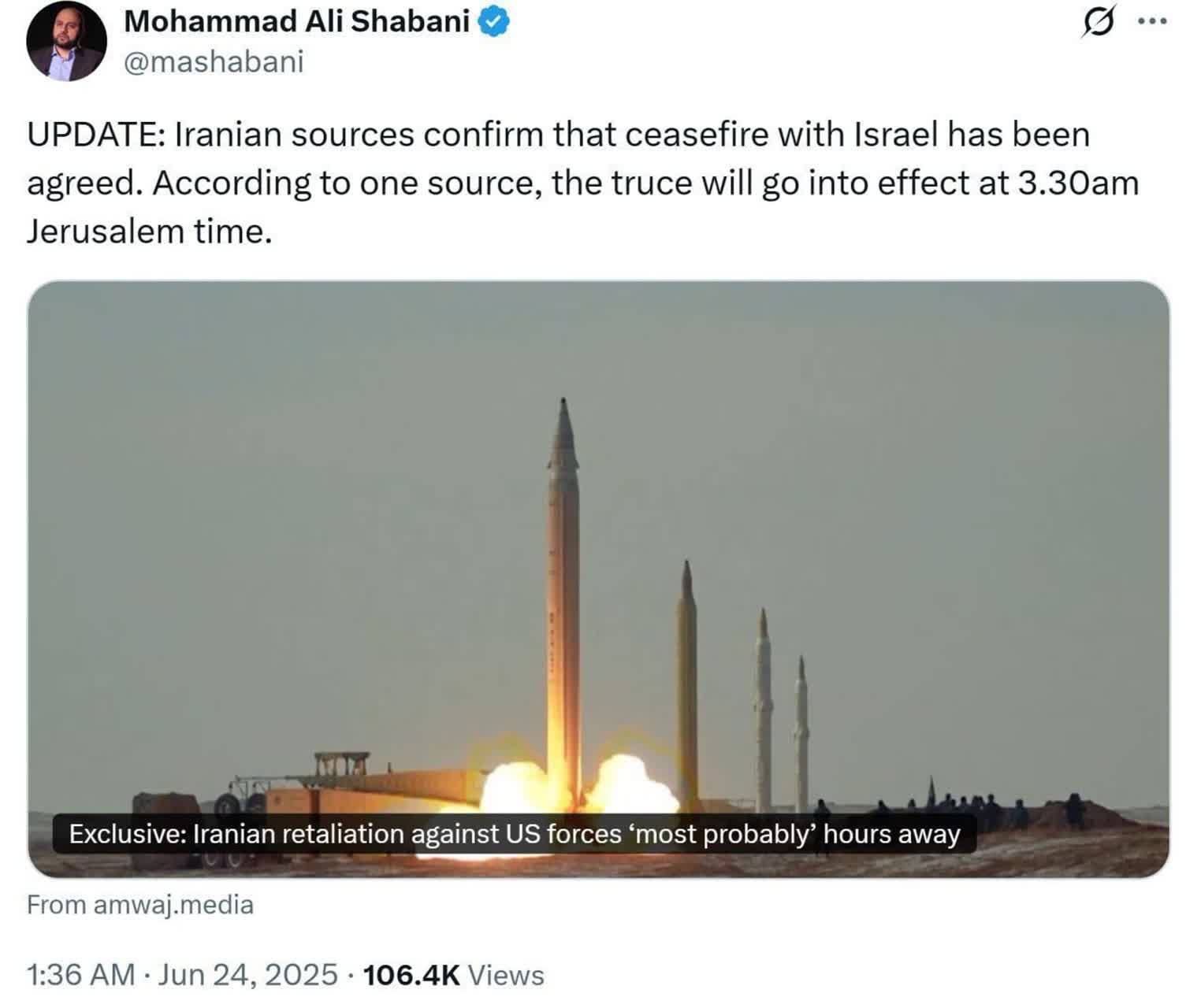 موشکهای ایرانی به پایگاه آمریکایی در قطر سفر کردند/ سی ان ان: ترامپ به حمله ایران پاسخ نخواهد داد موشکهای ایرانی به پایگاه آمریکایی در قطر سفر کردند/ سی ان ان: ترامپ به حمله ایران پاسخ نخواهد داد