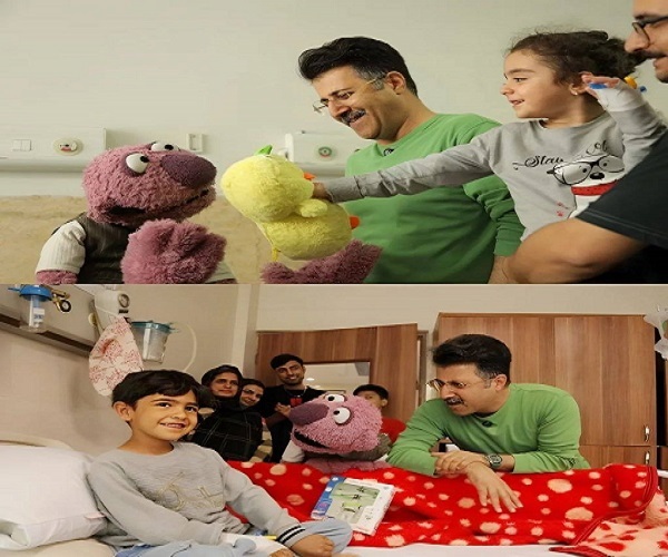 ملاقات هومن حاجی عبداللهی و جناب‌خان با کودکان مجروح