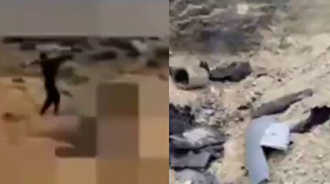 تصاویر انهدام پهپاد آمریکایی لوکاس با دوش پرتاب!