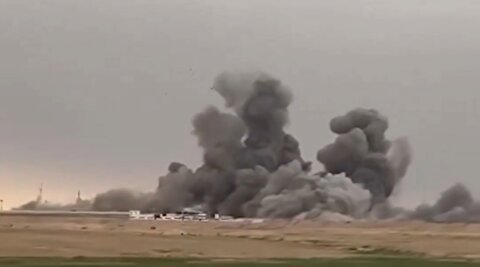 تصاویر بمباران پایگاه بسیج مردمی عراق