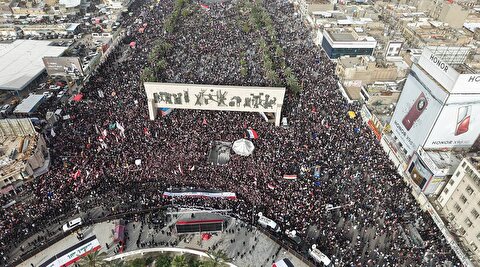 تصاویر تجمع عظیم مردم عراق در حمایت از ایران
