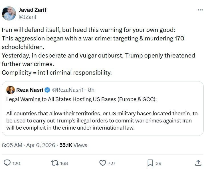 هشدار ظریف به همسایگان و کشورهای اروپایی هشدار ظریف به همسایگان و کشورهای اروپایی