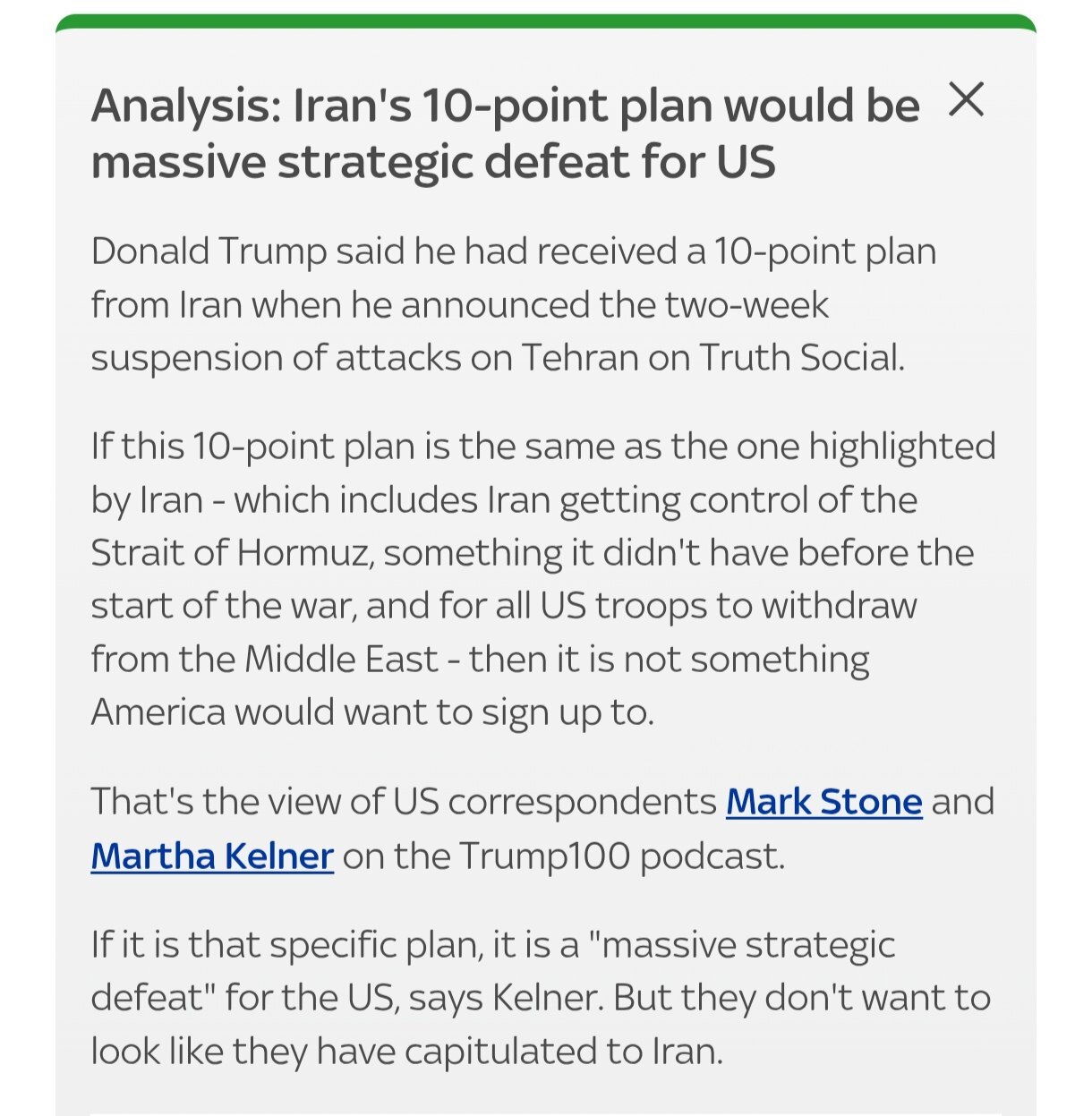 روز چهلم/عقب&zwnj;نشینی ترامپ: آتش&zwnj;بس اعلام می&zwnj;کنم/نیویورک تایمز: تمام تحریم&zwnj;ها رفع می&zwnj;شود/وعده صادق ۴ در موج صدم/بروزرسانی می شود