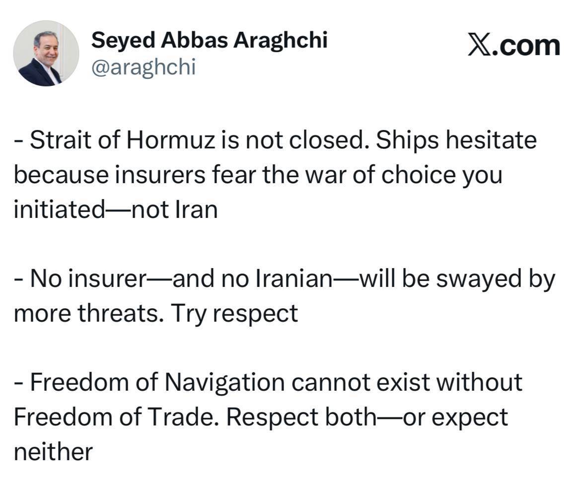 تشریح وضعیت در تنگه هرمز توسط عراقچی