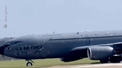 تصاویر شدت آسیب به هواپیمای آمریکایی بر اثر حمله ایران