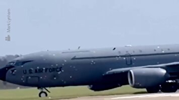 تصاویر شدت آسیب به هواپیمای آمریکایی بر اثر حمله ایران