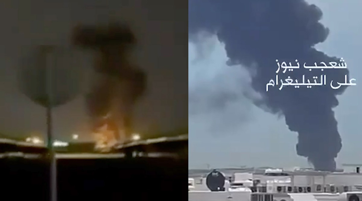 تصاویر به آتش کشیده شدن مخازن سوخت فرودگاه کویت