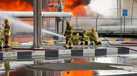 تصاویر آتش سوزی فرودگاه کویت پس از اصابت پهپاد