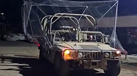 حفاظ توری خودروهای ارتش اسرائیل از ترس پهپادها