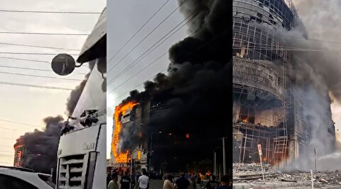 مجموعه تصاویر سوختن پاساژ ارغوان در آتش