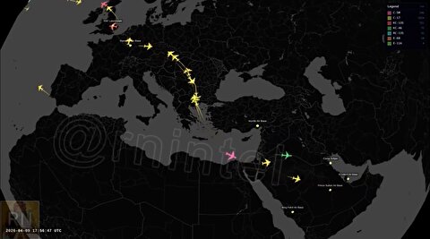 تایم لپس انبوه پروازهای لجستیکی آمریکا به خاورمیانه